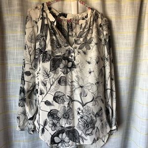 Rebecca Taylor silky floral blouse size 2